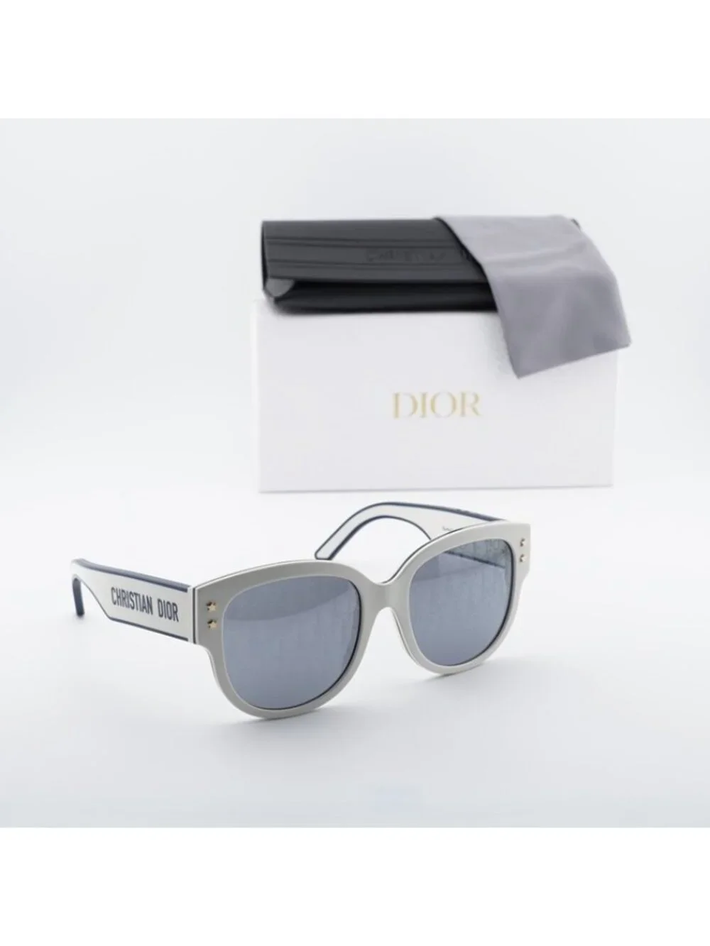 Dior DIORPACIFIC B2F 95A8 Sunglasses White/Blue Square Frame, Silver Lenses